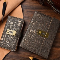 Carnet de notes vintage avec serrure à code pour le travail et les études, agenda 200 pages, reliure cousue, couverture rigide, cadeau