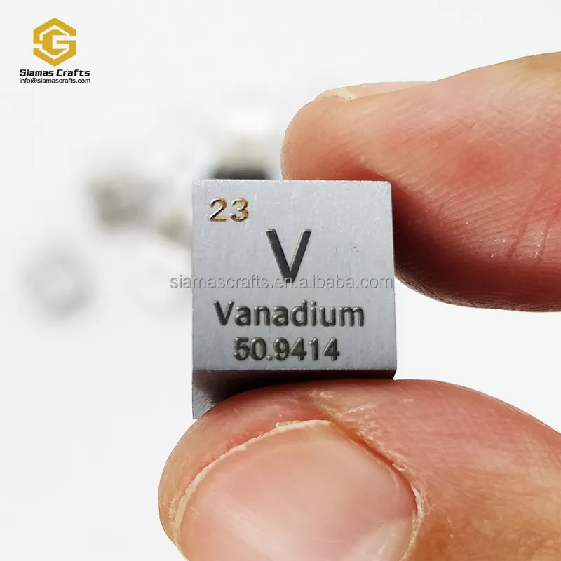 Pure Metal Vanadium Periodic Table Cube 10mm Element V 99.9% Vanadium Cube