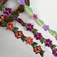 Bordure en dentelle en gros, broderie florale 3D, garniture personnalisée faite à la main avec perles et sequins pour chaussures