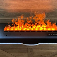 Cheminée à vapeur d'eau encastrée, double système d'eau, couleur de flamme réglable, télécommande, métal, usage domestique et hôtelier, L47.24 X W7.87x