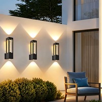 Lampe murale en aluminium pour balcon, noire, IP65, étanche, design moderne, décoration de jardin, lumière murale en cristal LED pour l'extérieur