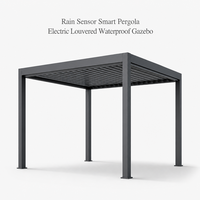 Pergola de jardin intelligente avec capteur de pluie, gazebo électrique à lames orientables, imperméable, pour cour arrière et extérieur