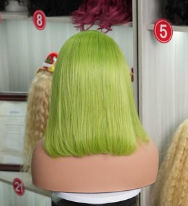 Perruques Bob Néon Rose 13x4 Lace Frontal en Cheveux Humains pour Femmes, Lisses et Soyeuses, Couleur Vert Néon Vert Citron - Product Image 4
