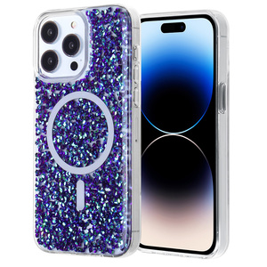 Coque de téléphone KINGSOUL ultra-résistante en TPU+PC, époxy, scintillante, de style luxueux, pour iPhone 15/16 Pro Max avec anneau magnétique - Product Image 2