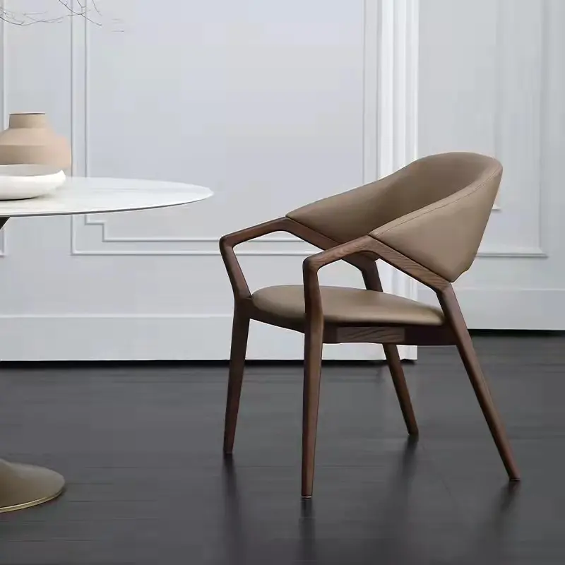 इतालवी घर के फर्नीचर कुर्सी भोजन लकड़ी चमड़े की कुर्सी भोजन कक्ष कुर्सी आधुनिक Minimalist राख ठोस नई डिजाइन रेस्तरां MAXKY