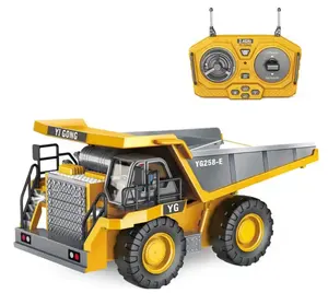 Hot sale 9 Channel 1/24 2.4G Alloy Remote Control Dump Truck Heavy Duty Construction Truck With Lights For Kid
