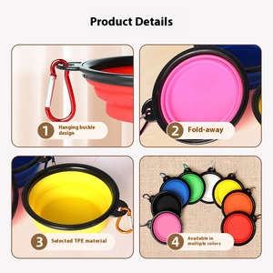 Conteneur pliable pour nourriture et eau pour animaux de compagnie en silicone écologique, bol de voyage portable pour chien, bol à boire rétractable pour animaux de compagnie en plein air - Product Image 5