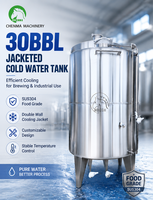 Réservoir d'eau froide à double paroi 30BBL, réservoir de stockage d'eau de refroidissement industriel en acier inoxydable à double enveloppe pour brassage