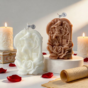 Vela Aromática Decorativa con Relieve Vintage, Diseño de Ángel y Rosas, Adorno Artístico para Mesa de Hogar, Regalo - Product Image 2