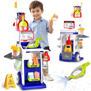 Ensemble d'outils de nettoyage en plastique pour enfants, jeu de simulation de maison avec <span class=keywords><strong>aspirateur</strong></span>, <span class=keywords><strong>balai</strong></span>, serpillière, jouets d'hygiène pour enfants - Product Image 1