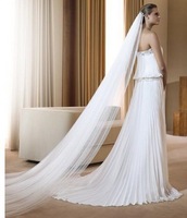 Voiles de mariée LY-WV0022 voile de mariage avec peigne dentelle 3m doux Tulle ivoire Double couches accessoires de mariage