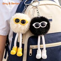 Porte-clés en peluche mignon à longues jambes, poupée monstre colorée et pelucheuse, breloque de sac à pattes tombantes pour accessoires de sac à dos