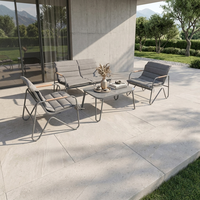 Ensemble de canapés d'extérieur moderne 4 places avec structure en acier, en maille synthétique respirante, confortable, pour jardin, cour en verre, parc
