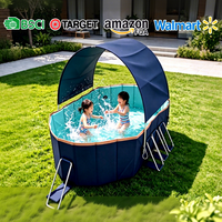 Faltbarer PVC-Swimmingpool ohne Aufblasen für den Heimgebrauch, großer Kinder-Sonnenschutz für den Außenbereich, Wasserspielplatz im Hof
