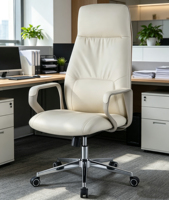 Chaise de bureau de direction en cuir de luxe à dossier haut, chaise de patron ergonomique pivotante et réglable en hauteur, chaise de direction