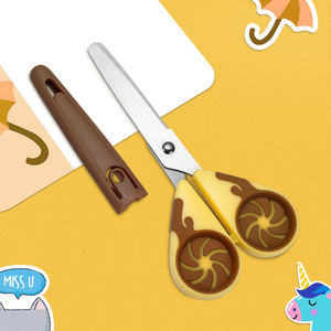 Child Safety Scissors Stainless Steel Yellowish Brown Straight Head For Home Craft Student Use - Product Image 1