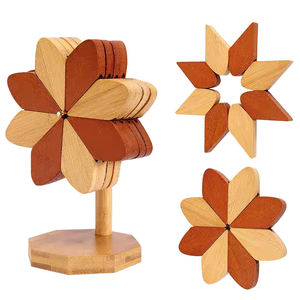 Lot <span class=keywords><strong>de</strong></span> 4 <span class=keywords><strong>dessous</strong></span>-<span class=keywords><strong>de</strong></span>-<span class=keywords><strong>plat</strong></span> en <span class=keywords><strong>bois</strong></span> pour casseroles et poêles à fond <span class=keywords><strong>plat</strong></span>, sous-verres et tapis <span class=keywords><strong>de</strong></span> table pour la cuisine - Product Image 1