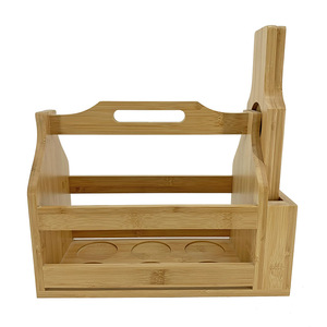 Factory direct sales of creative bamboo portable wine racks, <b>beer</b> and cocktail baskets, multi-functional bamboo outdoor wine - Product Image 1