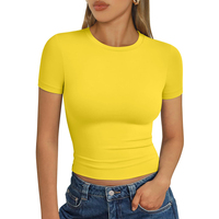 T-shirt de course basique à séchage rapide pour femmes T-shirts vierges personnalisés Hauts courts pour femmes T-shirt de sport Slim Fit