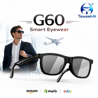 Lunettes audio électrochromiques G60, verres polarisés à trois niveaux de teinte, double microphone, réduction du bruit pour la conduite et les voyages