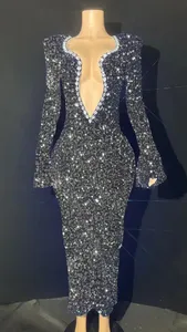 <span class=keywords><strong>Vestido</strong></span> <span class=keywords><strong>Corto</strong></span> Brillante con Lentejuelas Rojas y Pedrería para Mujer, Sexy, con Cuello en V Profundo, para Fiesta, Noche, Celebración, Cumpleaños, Club, Actuación, Escenario - Product Image 5
