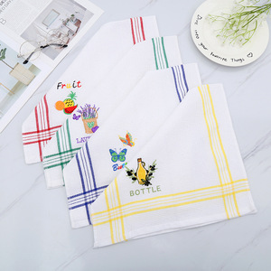 Bonita Toalla de Té Bordada con Diseño de Panal de Abeja 38x64cm, Paño de Mesa Absorbente de Poliéster y Algodón Tipo Waffle para Ceremonia del Té - Product Image 1