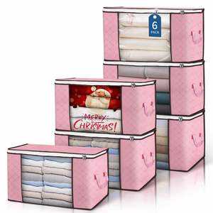 Large Blanket Storage <b>Bag</b> 90L Foldable Comfortable <b>Bed</b> Storage with Reinforced Handle Breathable Clothing Storage Container - Product Image 1