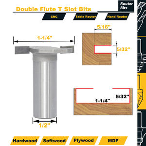 ดอกเราเตอร์เซาะร่อง T-Slot และ T-Track ขนาด 1/2 นิ้ว ความยาวตัด 5/32 นิ้ว หัวคาร์ไบด์ สำหรับงานไม้ เครื่องมือกัด - Product Image 2