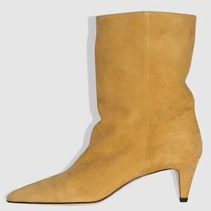 Bottines à talons bas pour femmes, style personnalisé, bout pointu, en daim, couleur unie - Product Image 3