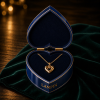 Boîte cadeau rigide en forme de cœur avec logo personnalisé, doublure en velours, emballage en papier pour collier, cadeau de mariage, emballage cadeau