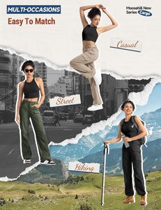 Pantalones Cargo de Senderismo para Mujer, con Cordón Ajustable, Cintura Alta, Pierna Ancha, Resistentes al Agua, Ligeros, Elásticos, Casuales, para Trabajo y Aire Libre - Product Image 5