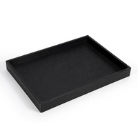 Grands Plateaux de Service Alimentaire Carrés Noirs en Acrylique pour Hôtellerie