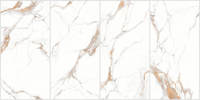 Dalles de porcelaine effet pierre blanches et dorées 600x1200mm, grand format, pour sol et mur, aspect sans joint, idéales pour villas, appartements et salons.