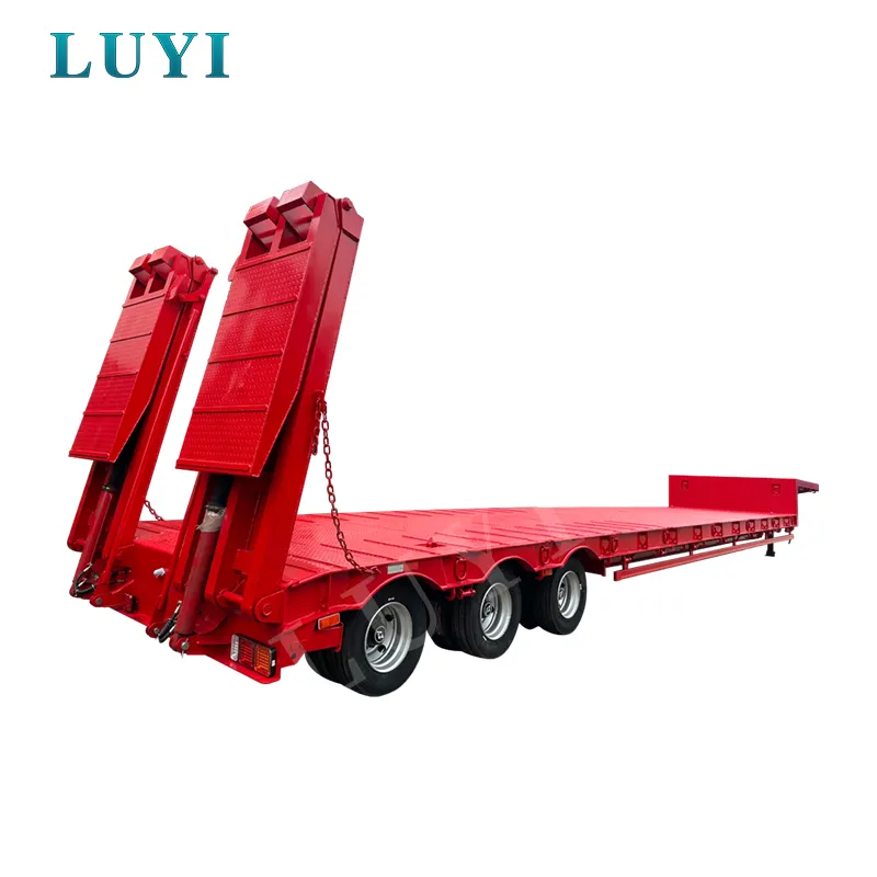 lowbed trailer with twist lock hydraulic ladder low bed semi trailer