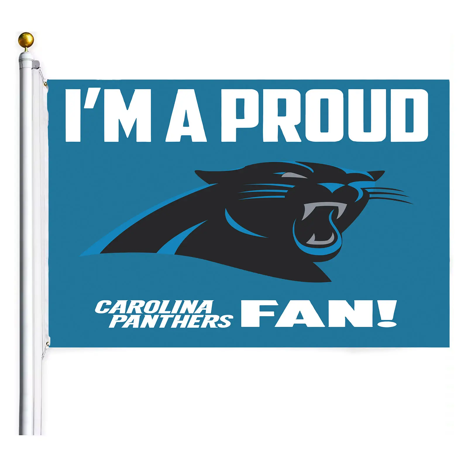 NFL Carolina Panthers Listo para enviar 100% Poliéster 3 'x 5' Bandera de equipo para fanáticos del fútbol, bandera deportiva gigante personalizada