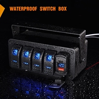 Boîtier de commutateurs à bascule 4 gangs 12V avec port USB Type C PD, voltmètre, pour voiture, camping-car, camion, bateau, étanche, avec autocollant