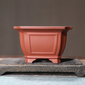 Pot à fleurs carré en argile violette Wang Fei, bord large, pour bonsaï de bureau, style chinois - Product Image 4