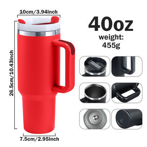 Logo personalizzato 14 oz 30 oz 40 oz acciaio inox doppia parete sottovuoto in metallo tazza da viaggio tazza da caffè 14 oz 30 oz 40 oz <span class=keywords><strong>Tumbler</strong></span> con manico - Product Image 2