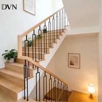 Nouvel Arrivage DVN : Balustre d'escalier rectangulaire à axe unique, style moderne américain, en fer, pour escaliers intérieurs de villa