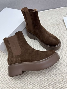 Stivaletti Chelsea con plateau grosso da donna, con elastico laterale, in pelle scamosciata, neri e marroni, scarpe invernali alla moda. - Product Image 5