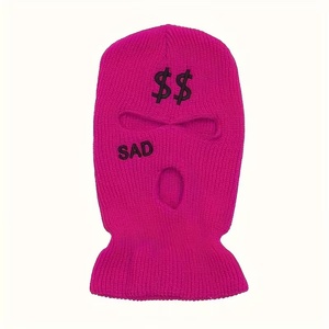 Passamontagna Hip Hop in Maglia con Logo <span class=keywords><strong>Sad</strong></span> & $$, Maschera Invernale da Sci a 3 Fori Multicolore, Vendita all'Ingrosso - Product Image 6