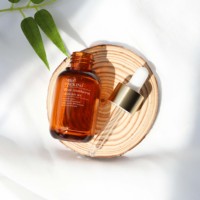 Flacon en plastique ambré de luxe de 30 ml avec compte-gouttes doré pour huile essentielle cosmétique, parfum, utilisation en voyage