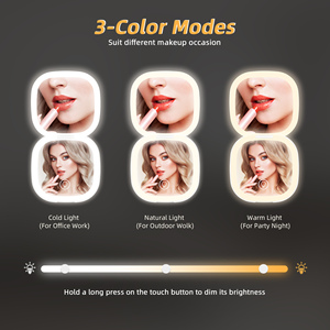 Cá nhân vuông nhựa nhỏ gọn Pocket gương thời trang xách tay trang điểm với ánh sáng LED cho những dịp sinh nhật - Product Image 3