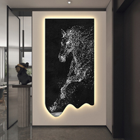 Décoration Murale d'Art Moderne : Tableau Cheval sur Toile Haut de Gamme, Lumineux, pour Entrée, Salon de Luxe, Couloir – Peinture Animale par Pulvérisation