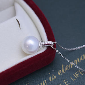 Collar de Plata S925 con Colgante de Perla Blanca de 11-12 mm de Zhuji Danshui, Versátil, con Luz Intensa y Características Delicadas, Accesorio - Product Image 3