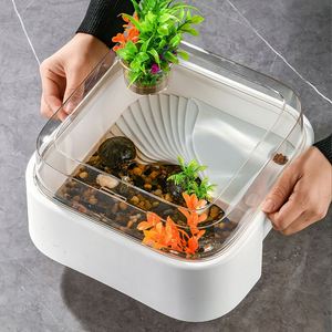 Bocal d'aquarium brésilien de haute qualité pour tortues, avec fermeture à bouton-pression, conception anti-évasion pour tortues de petite taille, idéal pour l'aménagement paysager de bureau à domicile - Product Image 1
