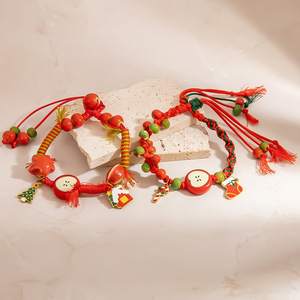 Bracelet en perles motif pomme de Noël, chaîne tressée colorée, bijoux unisexe pour usage quotidien - Product Image 3