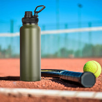Bouteille d'eau isotherme en acier inoxydable pour sport en extérieur, avec logo personnalisé, 18oz/32oz/40oz, maintien chaud/froid 12-24 heures, avec paille