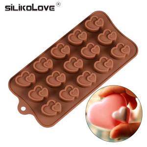 Molde de Silicona para Decoración de Pasteles de Chocolate en Forma de Corazón con 15 Cavidades - Product Image 1