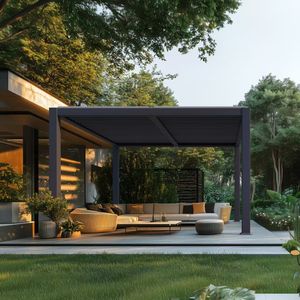 Gazebo de plage en aluminium avec éclairage LED - Structure extérieure durable, imperméable, résistante au vent, anti-UV, écologique, résistante aux rongeurs et à la décomposition - Product Image 6